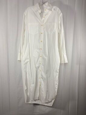 NWT MARIA MCMANUS Oversized Long White Button-Up Shirt Dress Organic Cotton XS